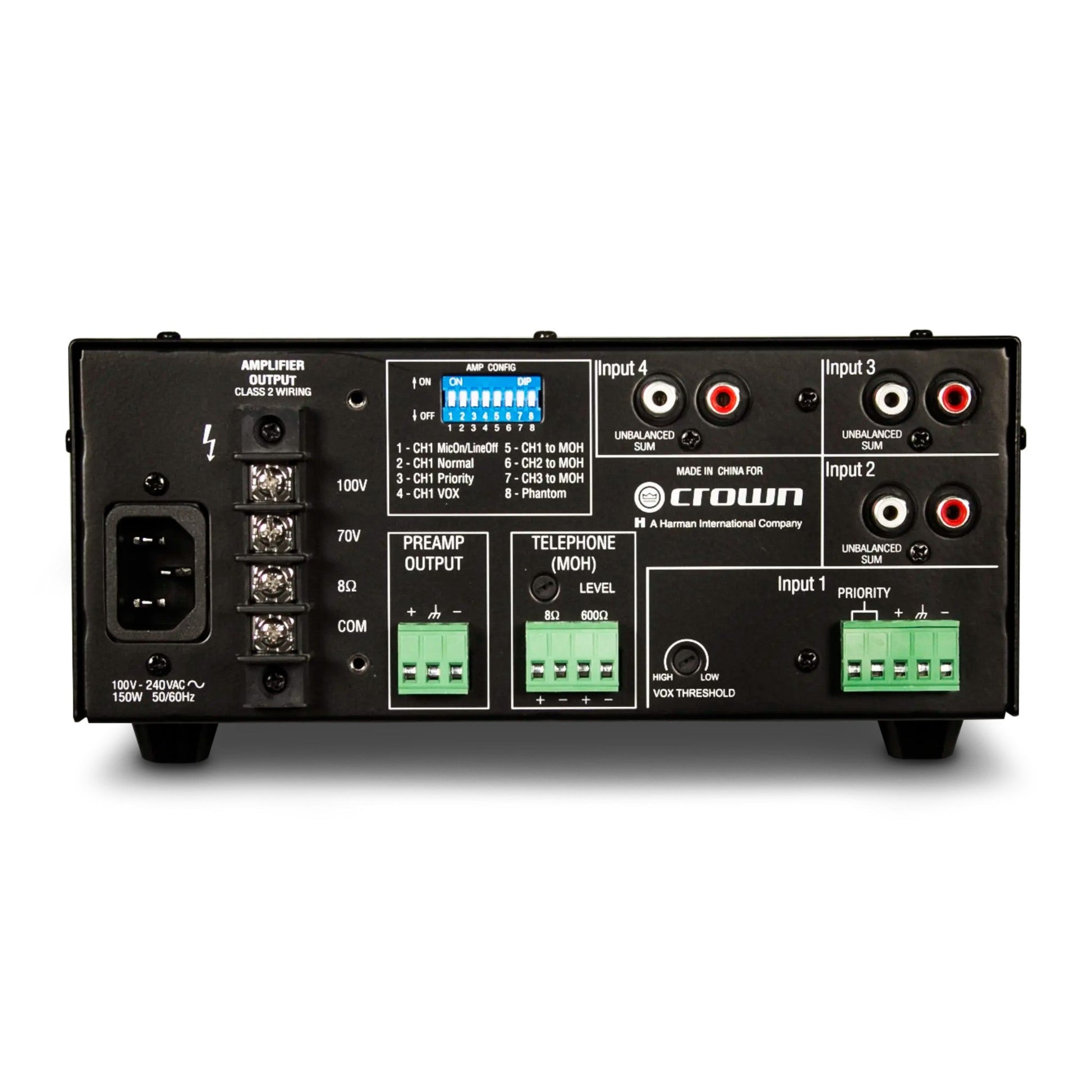  Crown 160MA 4 Input 60 Watt Mixer Amplifier(Crown 160ma 4 Input 60 Watt Commercial Audio Vox Muting Dual Stereo Rca Phoenix Inputs Powered Mixer Amp)