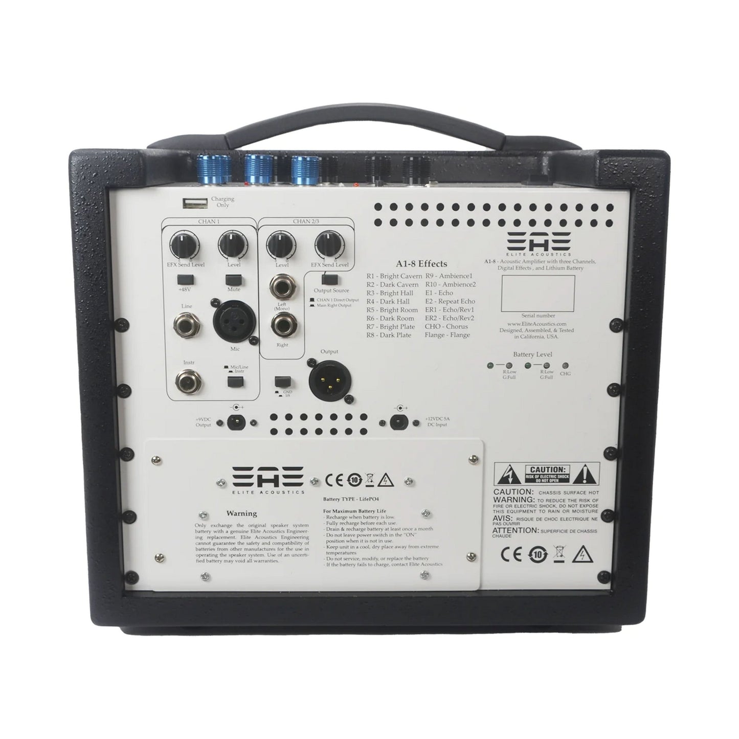  Elite Acoustics A1-8 BP 3-Channel Battery Powered Acoustic Guitar Amplifier, Black(Elite Acoustics A1 8 Bp 3 Channel Battery Powered Acoustic Guitar Amplifier Black)
