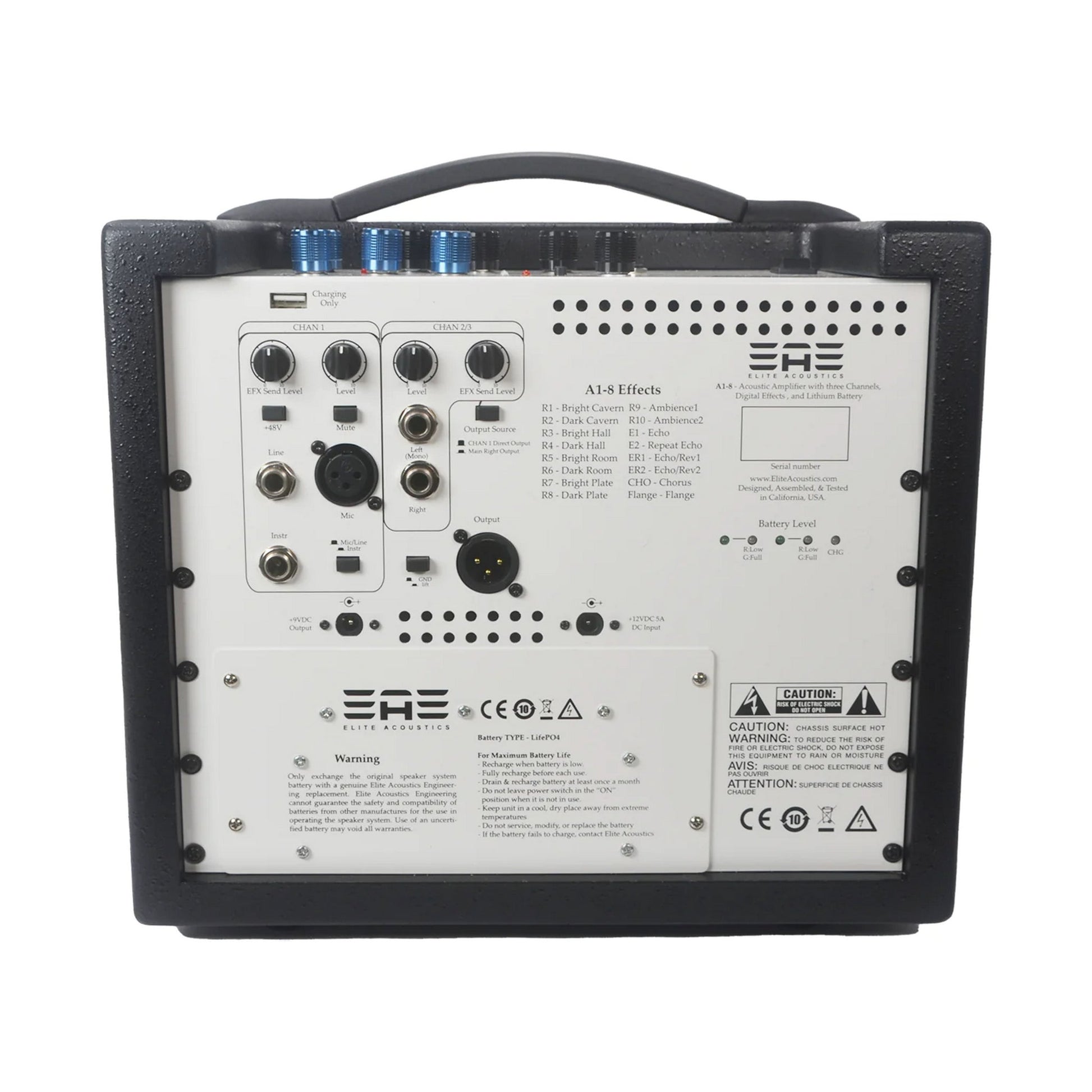  Elite Acoustics A1-8 BP 3-Channel Battery Powered Acoustic Guitar Amplifier, Black(Elite Acoustics A1 8 Bp 3 Channel Battery Powered Acoustic Guitar Amplifier Black)