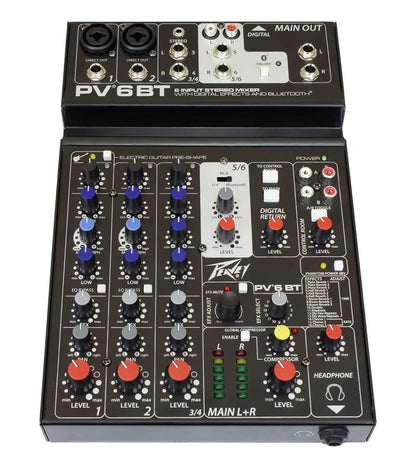  Peavey PV 6BT Compact 6 Channel Mixer With Bluetooth(Peavey Pv 6bt Compact 6 Channel Mixer With Bluetooth 1)