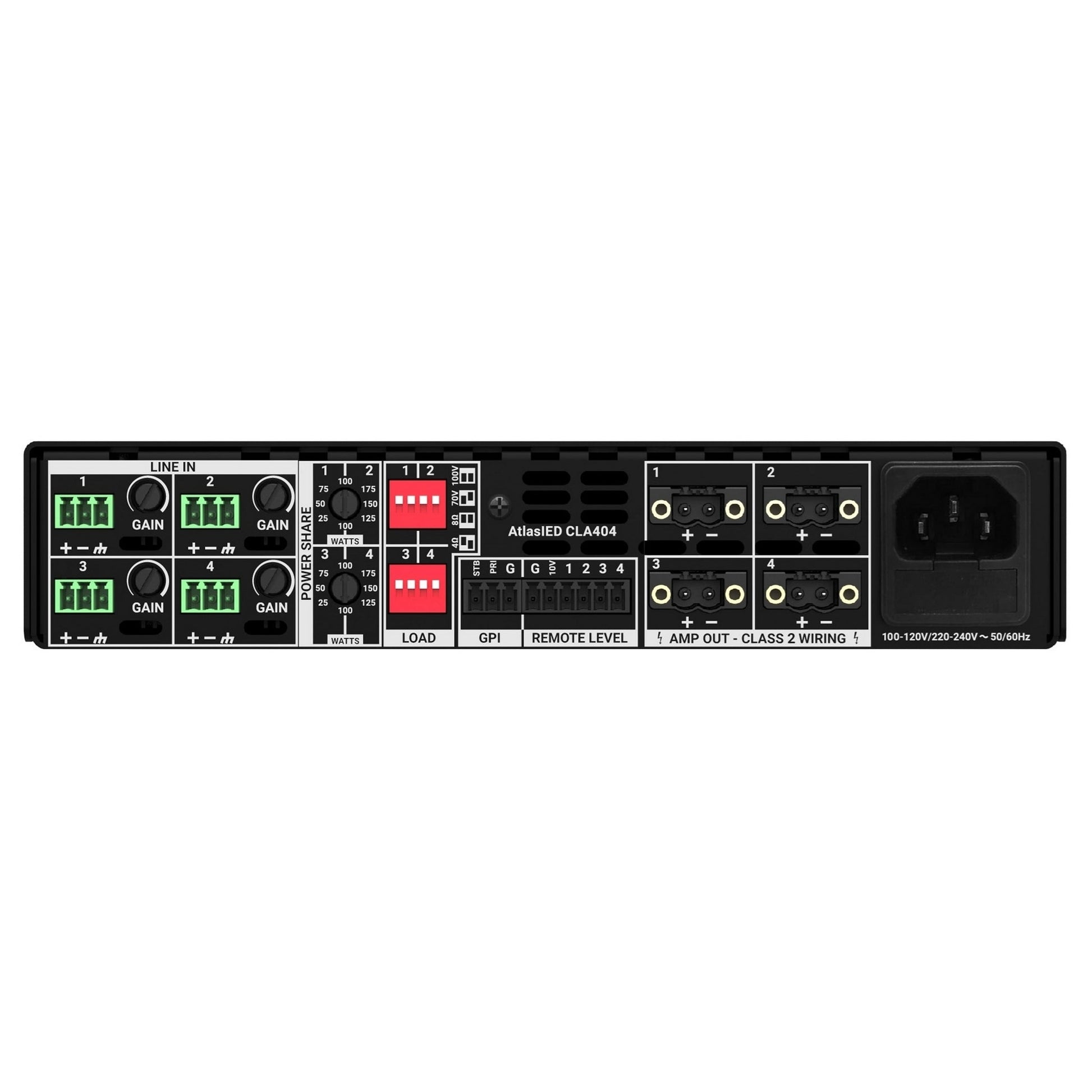  AtlasIED CLA404 400W Four Channel Multi Impedance Power Share Amplifier(Atlasied Cla404 400w Four Channel Multi Impedance Power Share Amplifier)