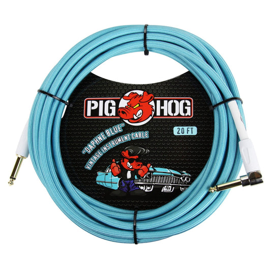  Pig Hog PCH20DBR "Daphne Blue" Instrument Cable, 20ft. Right Angle(Pig Hog Pch20dbr Daphne Blue Instrument Cable 20ft Right Angle)