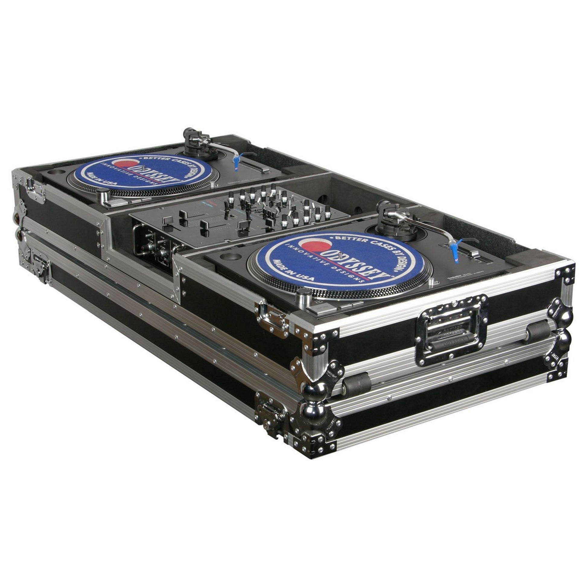  Odyssey 10-Inch Format DJ Mixer And 2 Battle Position Turntables Flight Coffin Case(Odyssey Fzbm10w 10 Inch Format Dj Mixer And 2 Battle Position Turntables Flight Coffin Case)