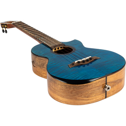  Flight Comet EQ-A Tenor Solid Flamed Maple Rosewood Ukulele, Blue(Flight Comet Eq A Tenor Solid Flamed Maple Rosewood Ukulele Blue)