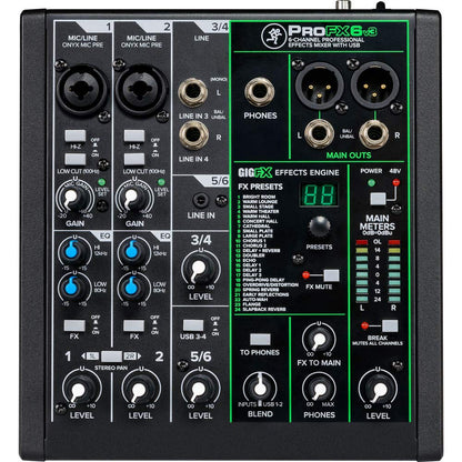  Mackie ProFX6v3 6-Channel Professional Effects Mixer With USB(Mackie Profx6v3 6 Channel Professional Effects Mixer With Usb)