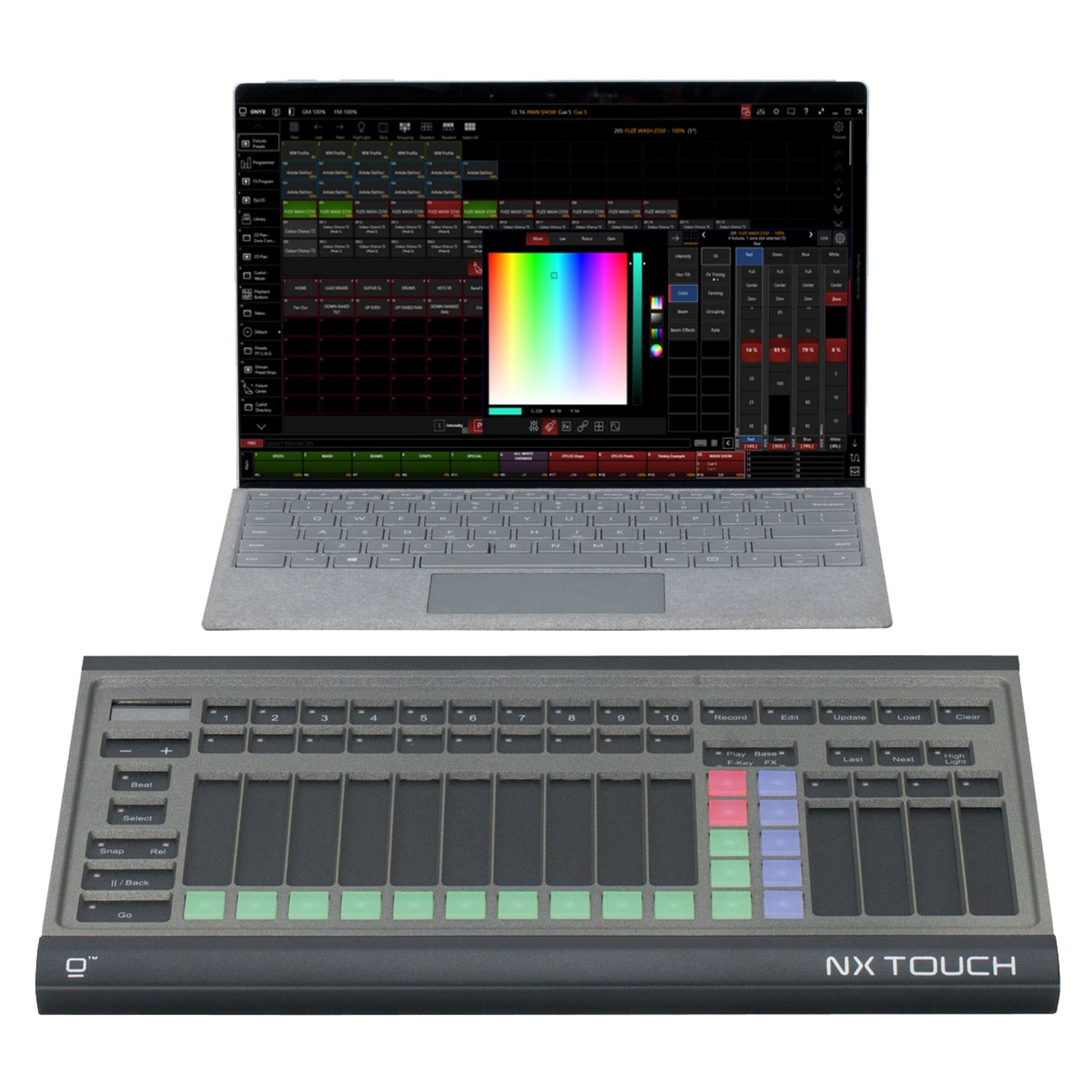 Obsidian Control NX Touch Plug-and-Play 14 Fader DMX Console(Obsidian Control Nx Touch Plug And Play 14 Fader Dmx Console)