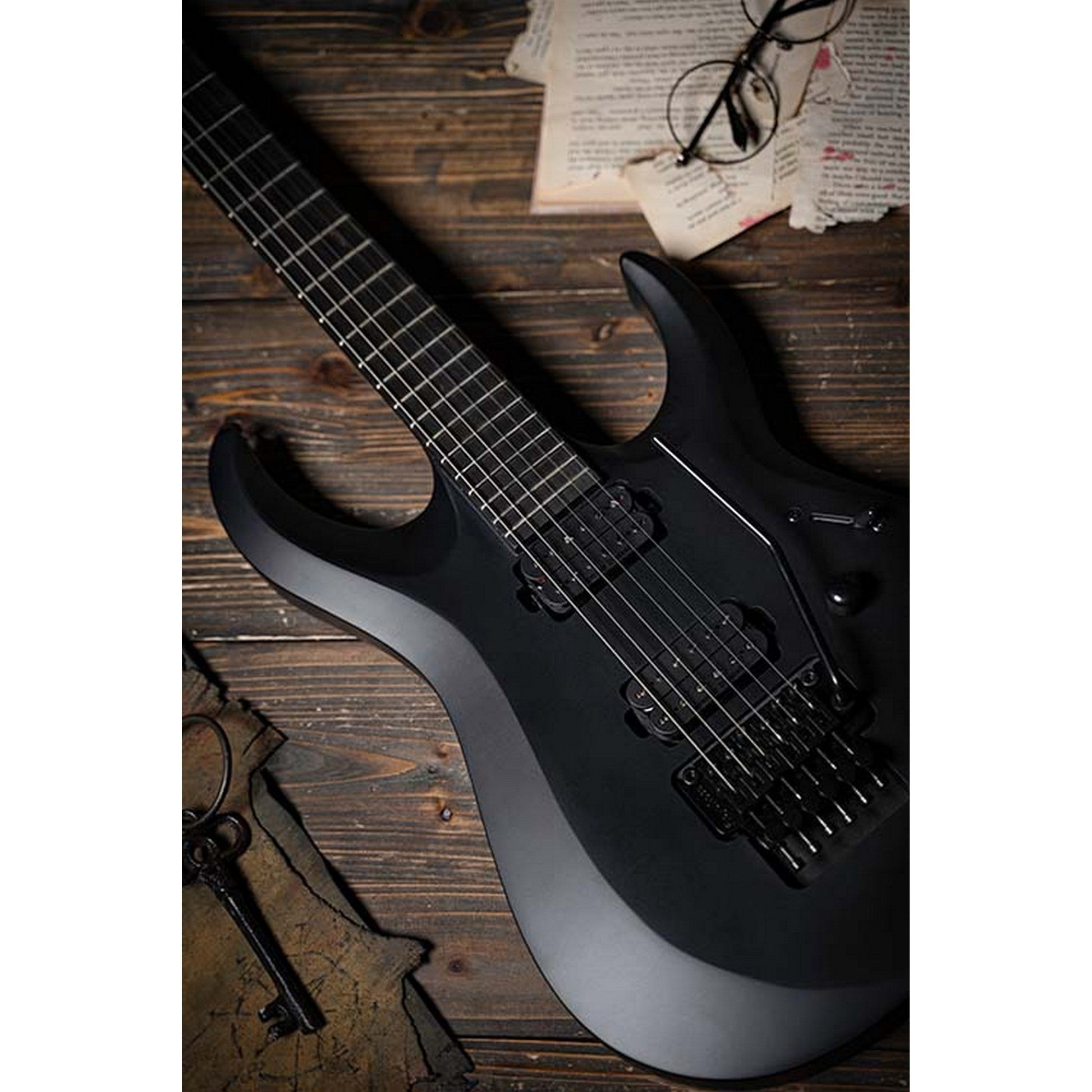  Cort X500 Menace Multi-Scale 6-string Electric Guitar, Black Satin(Cort X500 Menace Multi Scale 6 String Electric Guitar Black Satin)