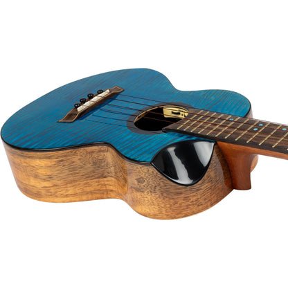  Flight Comet EQ-A Tenor Solid Flamed Maple Rosewood Ukulele, Blue(Flight Comet Eq A Tenor Solid Flamed Maple Rosewood Ukulele Blue)