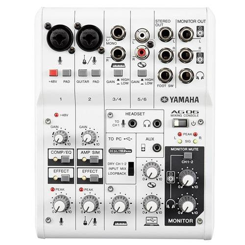  Yamaha AG06 6 Channel Mixer USB Audio Interface(Yamaha Ag06 6 Channel Mixer Usb Audio Interface)
