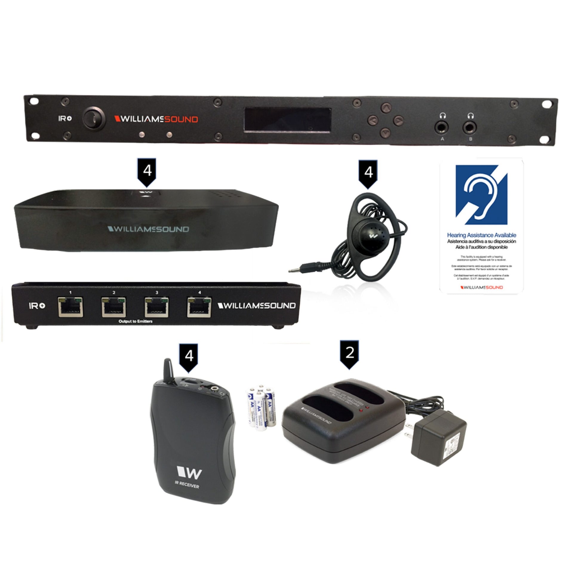  Williams AV IR SY22 D Large-Area Dante Infrared System With Bodypack Receivers(Williams Av Ir Sy22 D Large Area Dante Infrared System With Bodypack Receivers)