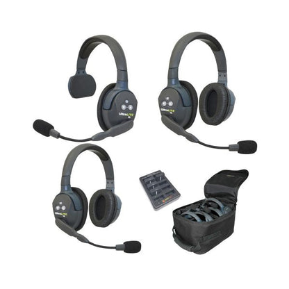  Eartec UltraLITE HD UL312-HD 3-User Single & Dual-Ear Combo Wireless Intercom System(Eartec Ul312 Ultralite 3 Person System With 1 Single 2 Double Headset)