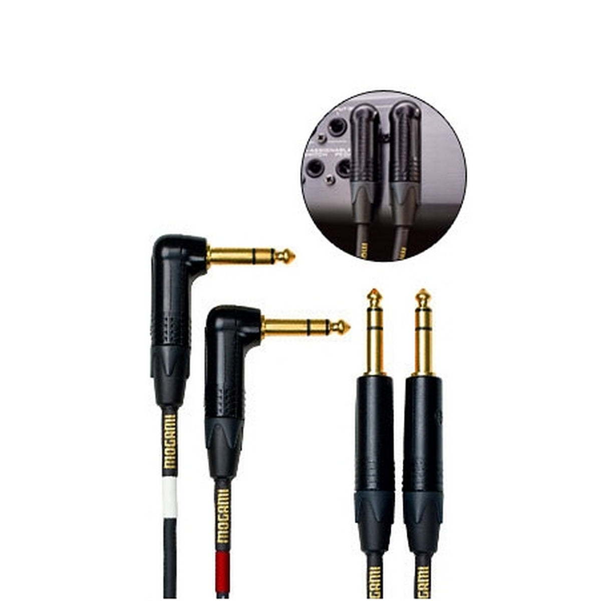  Mogami Gold Key SB-10R Stereo Keyboard Cable TRS To TS Right Angle Plugs 10ft(Mogami Gold Key Sb 10r Stereo Keyboard Cable Trs To Ts Right Angle Plugs 10ft)