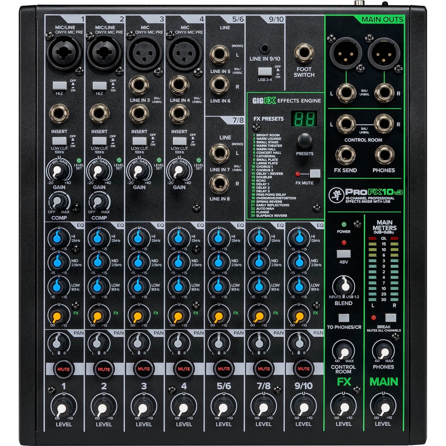  Mackie ProFX10v3 10-Channel Professional Effects Mixer With USB (Used)(Mackie Profx10v3 10 Channel Professional Effects Mixer With Usb Used)