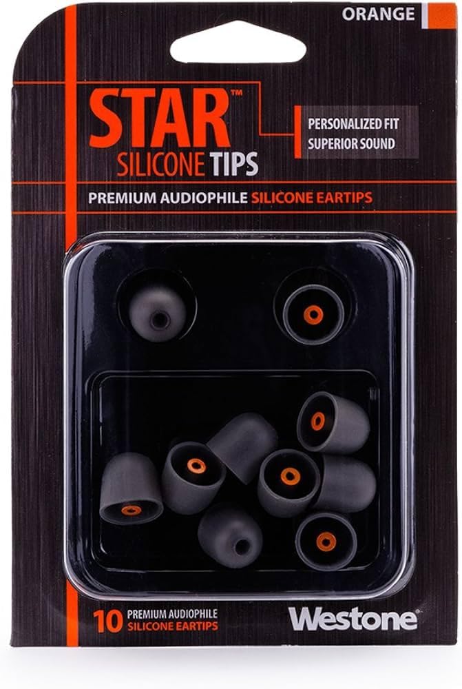  Westone STAR Silicone Eartips Orange 10 Pack(Westone 62805 Star Silicone Eartips Orange 10 Pack)