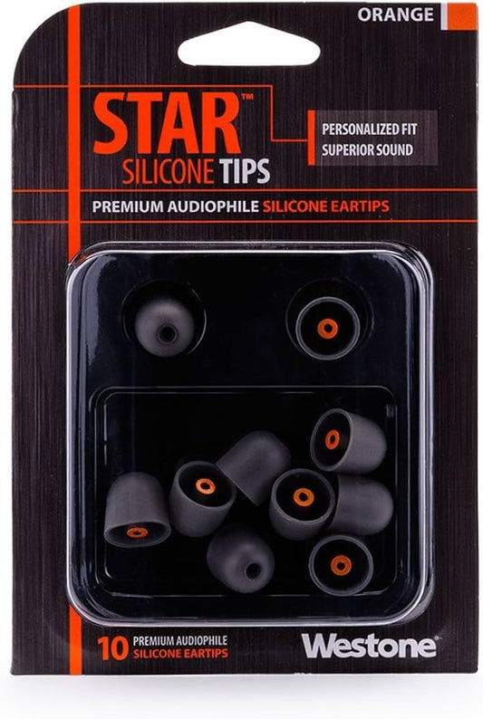 Westone STAR Silicone Eartips Orange 10 Pack(Westone 62805 Star Silicone Eartips Orange 10 Pack)