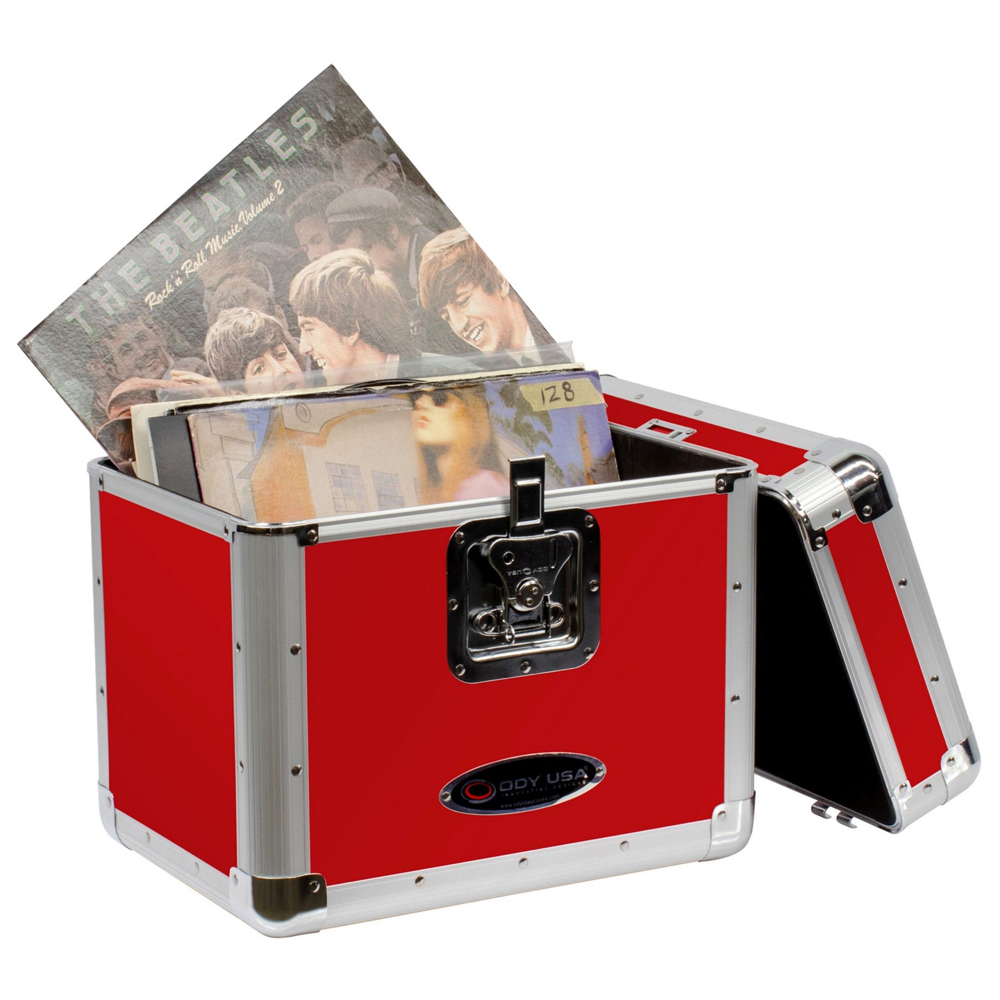  Odyssey KROM Series Stackable Record/Utility Case For 12-Inch Vinyl Records/LPs, Red(Odyssey Klp2red Krom Series Stackable Record Utility Case For 12 Inch Vinyl Records Lps Red)
