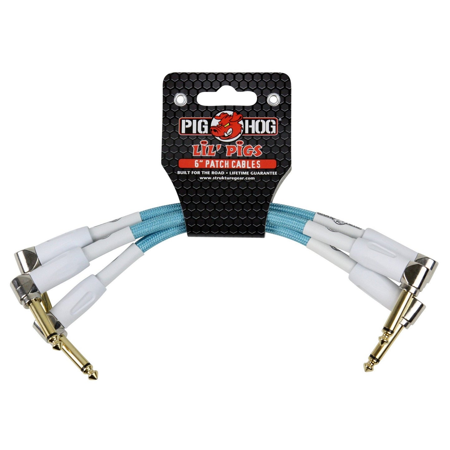  Pig Hog PHLIL6DB "Daphne Blue" 6-Inch Patch Cables, 3-Pack(Pig Hog Phlil6db Daphne Blue 6 Inch Patch Cables 3 Pack)