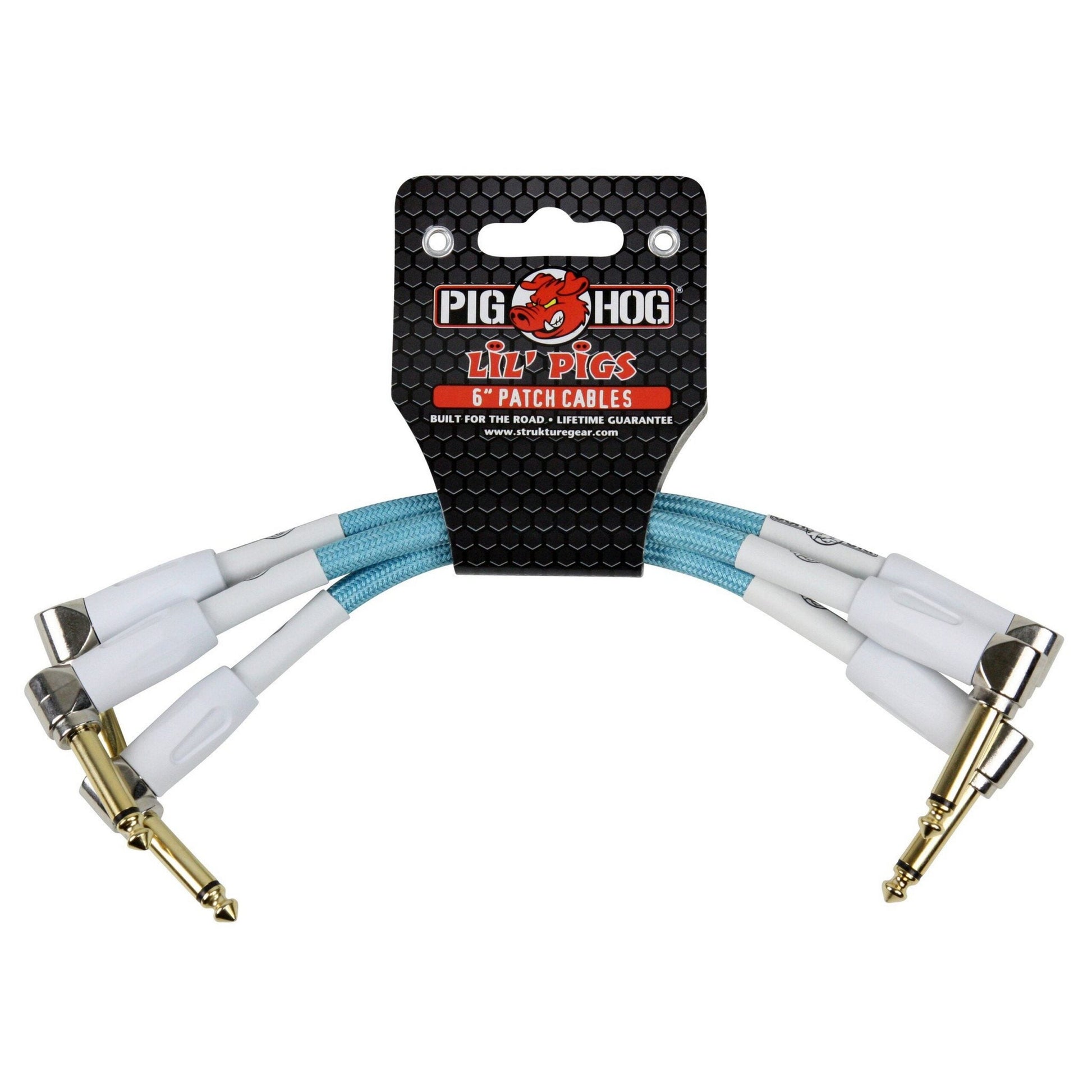  Pig Hog PHLIL6DB "Daphne Blue" 6-Inch Patch Cables, 3-Pack(Pig Hog Phlil6db Daphne Blue 6 Inch Patch Cables 3 Pack)