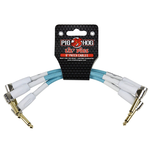  Pig Hog PHLIL6DB "Daphne Blue" 6-Inch Patch Cables, 3-Pack(Pig Hog Phlil6db Daphne Blue 6 Inch Patch Cables 3 Pack)