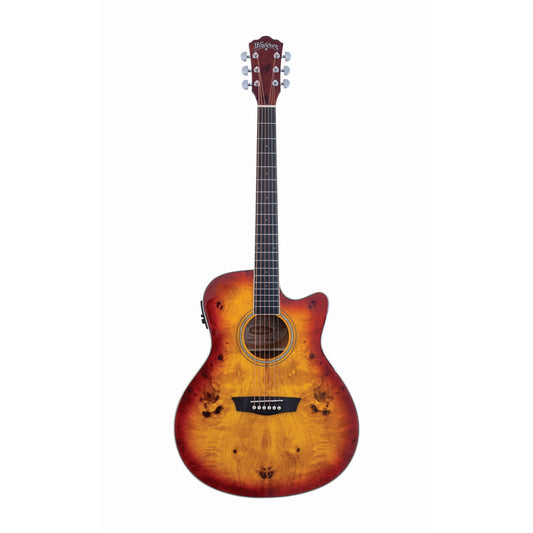  Washburn DFBACEA Deep Forest Burl Grand Auditorium Acoustic Guitar, Amber Fade(Washburn Dfbacea Deep Forest Burl Grand Auditorium Acoustic Guitar Amber Fade)