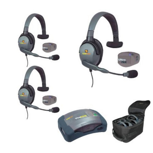  Eartec UPMX4GS3 3-Person Full Duplex Wireless Intercom With 3 UltraPAK And Max4G Single Headsets(Eartec Upmx4gs3 3 Person Full Duplex Wireless Intercom With 3 Ultrapak And Max4g Single Headsets)