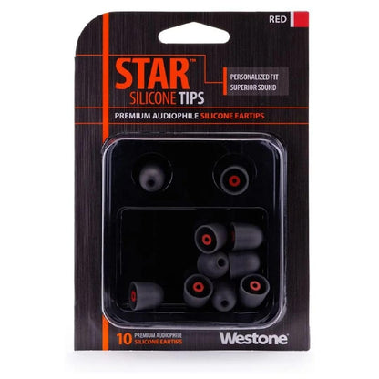  Westone STAR Silicone Eartips Red 10 Pack(Westone 62806 Star Silicone Eartips Red 10 Pack)