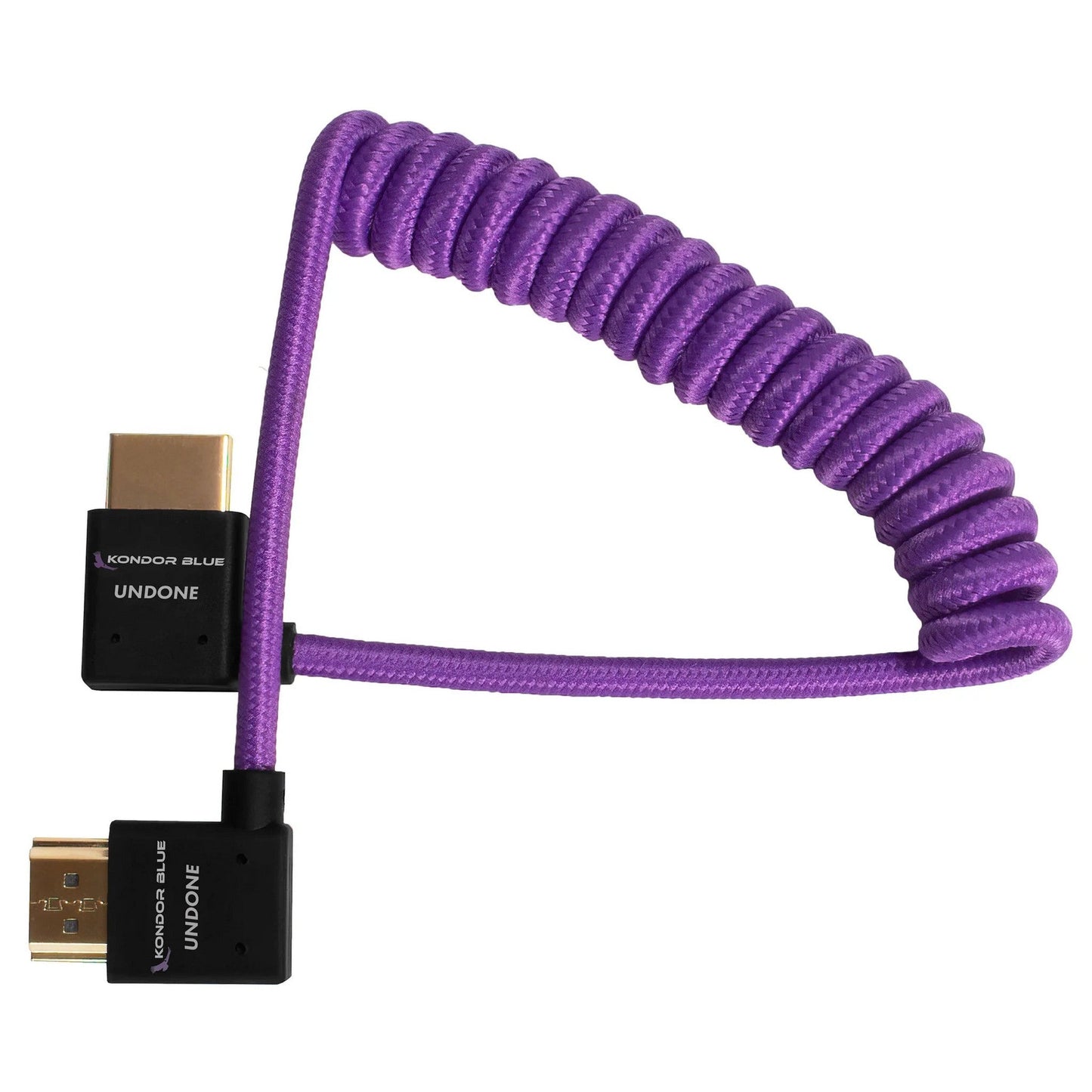  Kondor Blue 12-24-Inch Full HDMI Right Angle Braided Coiled Cable, Purple(Kondor Blue 12 24 Inch Full Hdmi Right Angle Braided Coiled Cable Purple)