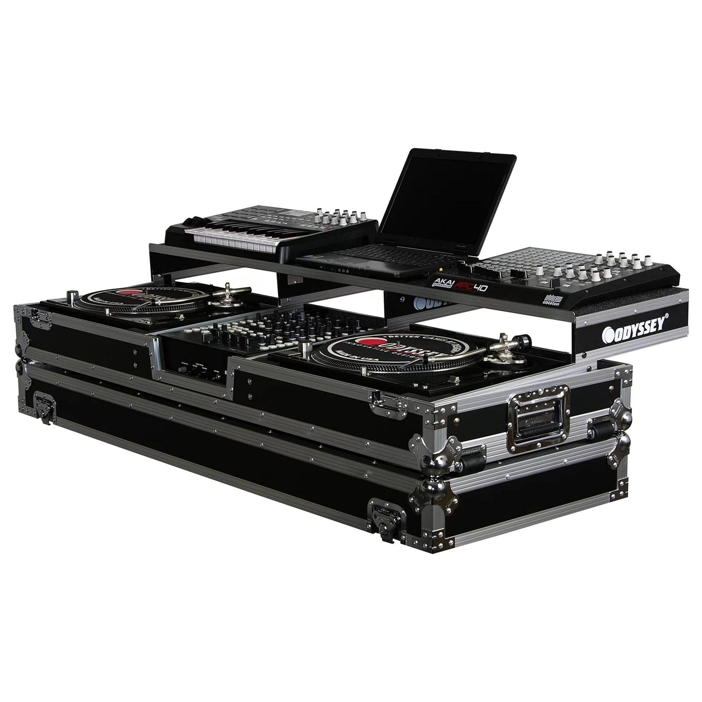  Odyssey Universal 12-Inch Two Standard Position Turntables Flight Coffin Case(Odyssey Universal 12inch Two Standard Position Turntables Flight Coffin Case)