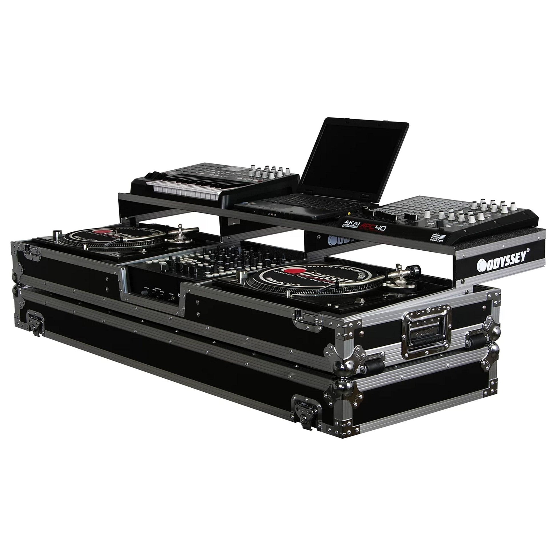  Odyssey Universal 12-Inch Two Standard Position Turntables Flight Coffin Case(Odyssey Universal 12inch Two Standard Position Turntables Flight Coffin Case)